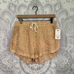 Nwt 39 Billabong Road Trippin Shorty Booty Shorts Tie Waist Gold Yellow White L